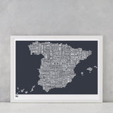 'Spain' Type Map Print in Sheer Slate