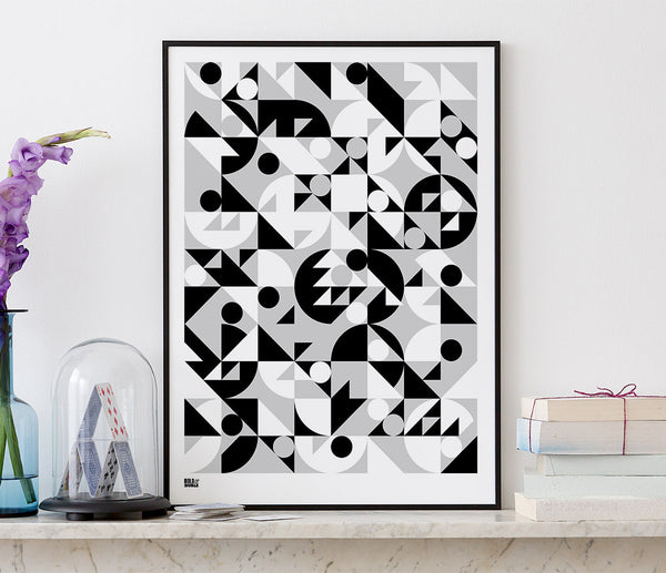 'Stronger' Geometric Art Print in Monochrome