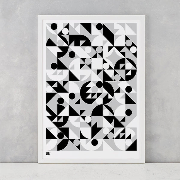 'Stronger' Geometric Art Print in Monochrome