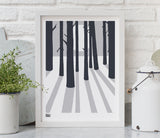 Pictures and Wall Art, Screen Printed In the Woods in Chalk Grey