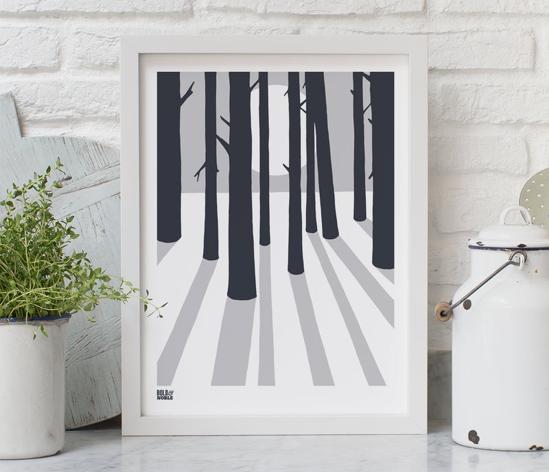 Pictures and Wall Art, Screen Printed In the Woods in Chalk Grey