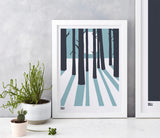 Wall Art ideas: Economical Screen Prints, In the Woods screen print in Coastal Blue