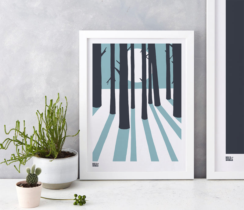 Wall Art ideas: Economical Screen Prints, In the Woods screen print in Coastal Blue