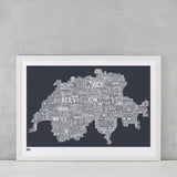 'Switzerland' Type Map Print in Sheer Slate