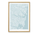 'Sydney' Type Map Print in Duck Egg Blue
