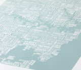 'Sydney' Type Map Print in Duck Egg Blue
