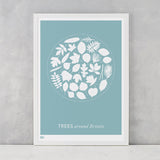 'Trees Around Britain' Art Print in Coastal Blue