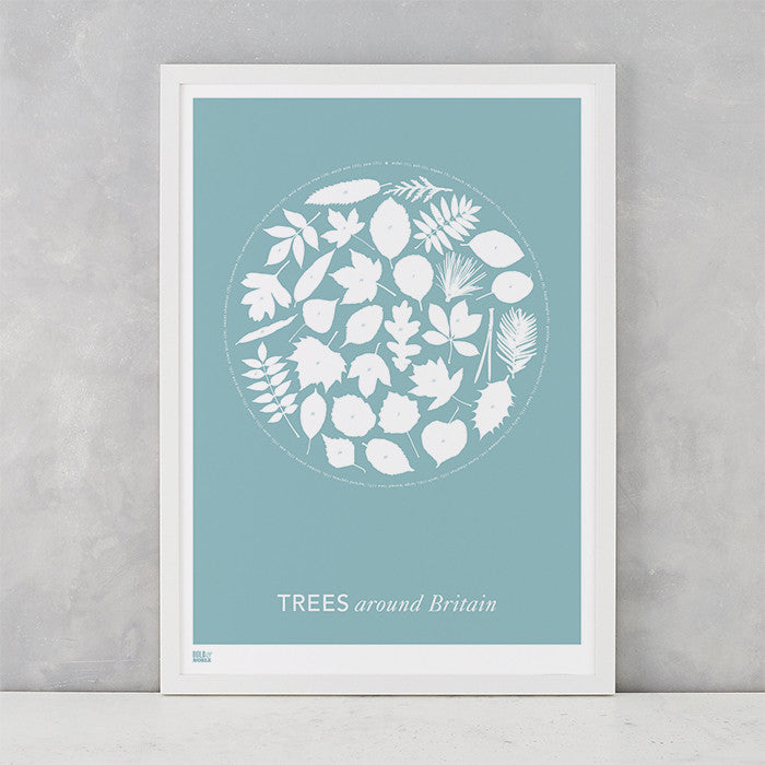 'Trees Around Britain' Art Print in Coastal Blue