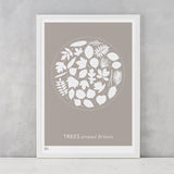 'Trees Around Britain' Art Print in Warm Stone