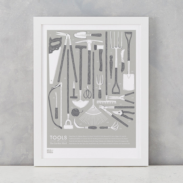 'Tools' The Garden Shed Print in Putty