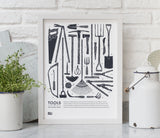 'Tools' The Garden Shed Print in Sheer Slate