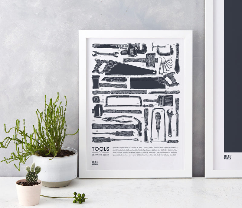 'Tools' The Work Bench Print in Sheer Slate