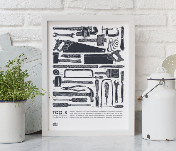 'Tools' The Work Bench Print in Sheer Slate