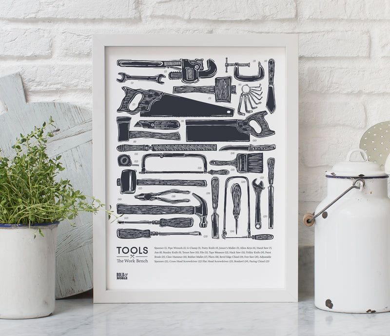 'Tools' The Work Bench Print in Sheer Slate
