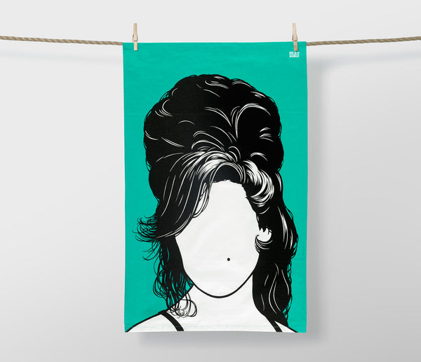 Amy Winehouse Tea Towel, in Jade Green, Gift Tea Towel