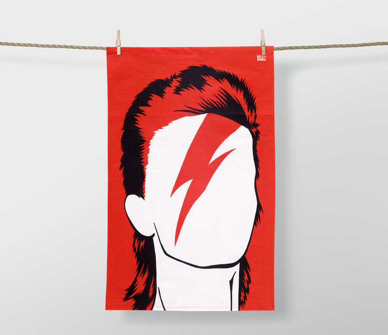 David Bowie Tea Towel in Dark Orange, screen printed in the UK