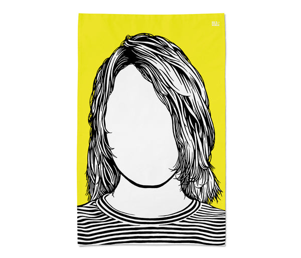 Kurt Cobain Nirvana Rock Icon Tea Towel in Yellow