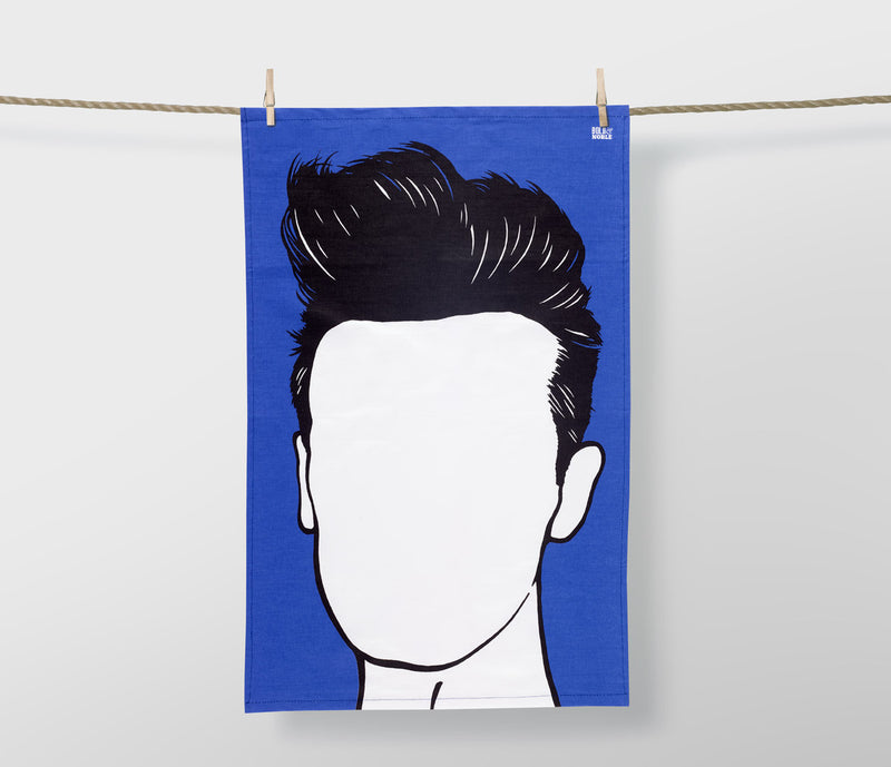 Morrissey Tea Towel in Blue, screen printed in the UK