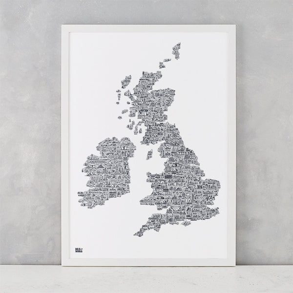 'UK and Ireland' Illustrated Map in Sheer Slate