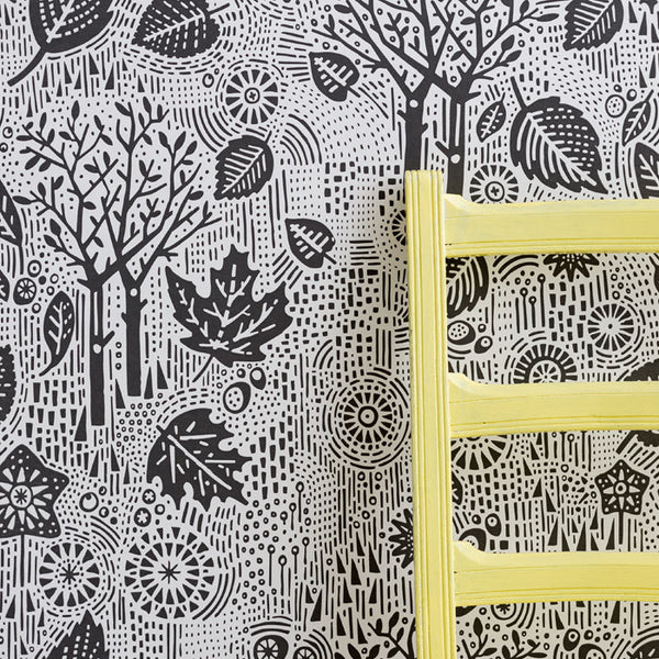 Autumn leaves wallpaper in charcoal grey, delivered worldwide