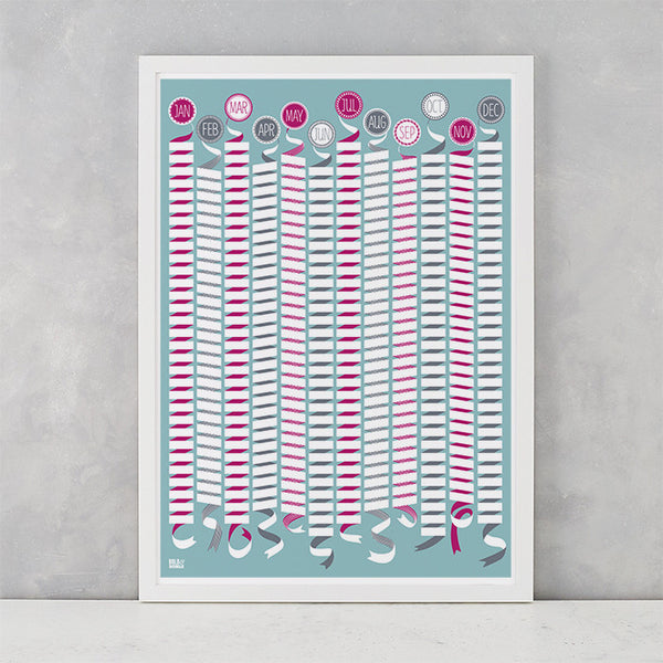 Wall Calendar Art Print, screen printed in the UK, deliver worldwide