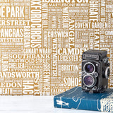 London Type Map Wallpaper, Printed in the Uk, deliver worldwide