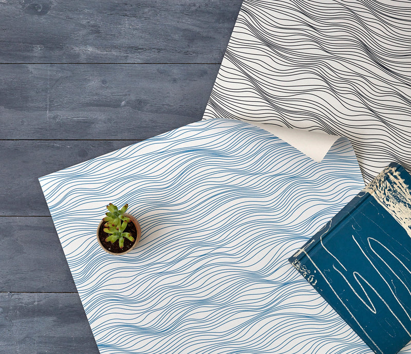Close up of Linear Waves Wallpaper in Slate Grey