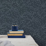 'Migrating Birds' Wallpaper in Slate Blue