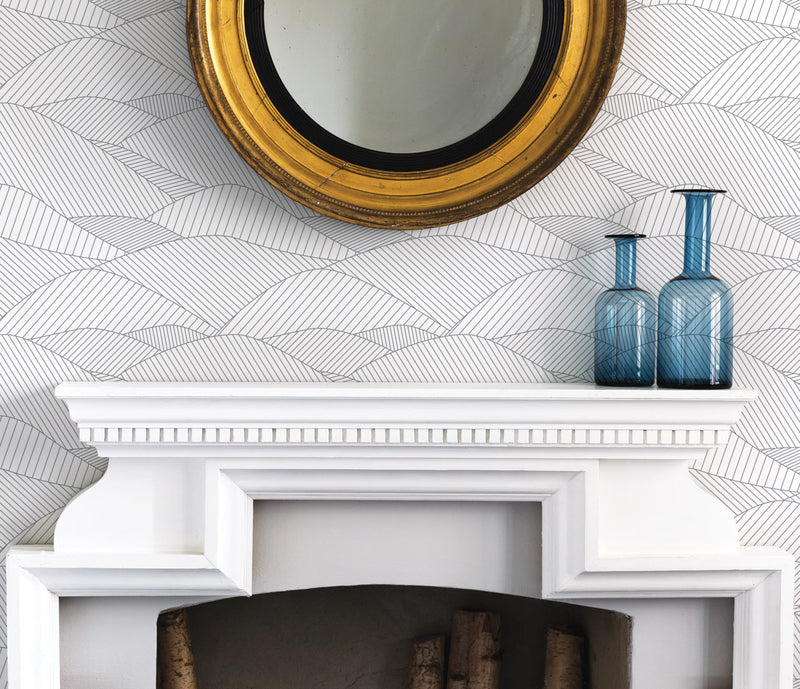 'South Downs' Rolling Hills Wallpaper in Heron Grey