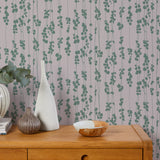 'String of Hearts' Houseplant Wallpaper in Plaster Pink and Green