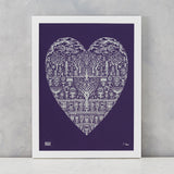 Wild Wood Art Print in Amethyst , screen printed in the UK, deliver worldwide