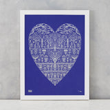 Wild Wood Art Print in Blue/ Silver , screen printed in the UK, deliver worldwide