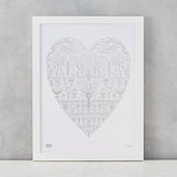 Wild Wood Art Print in Silver, screen printed in the UK, deliver worldwide
