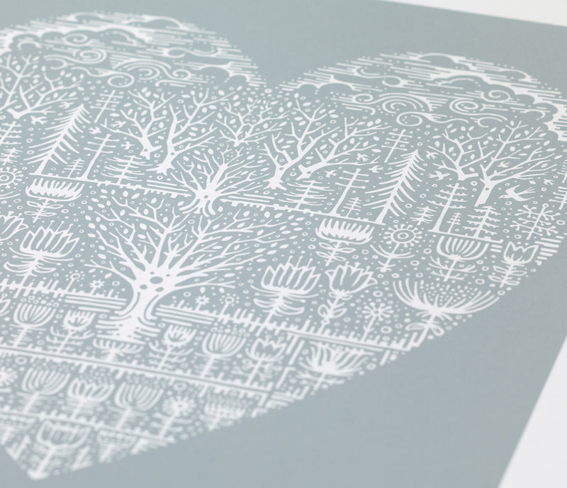 Close up of Wild Wood Art Print in Light Grey